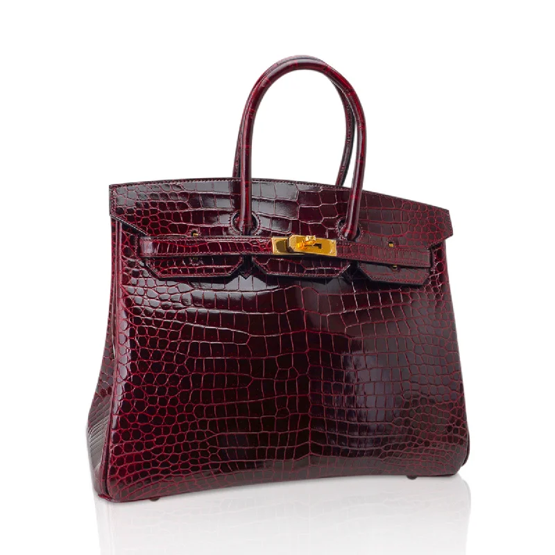 Hermes Birkin Bags with a Crystal - Embellished Lock for Added LuxuryHermes Special Order HSS Birkin 35 Bag Bordeaux Porosus Crocodile with Gold Hardware