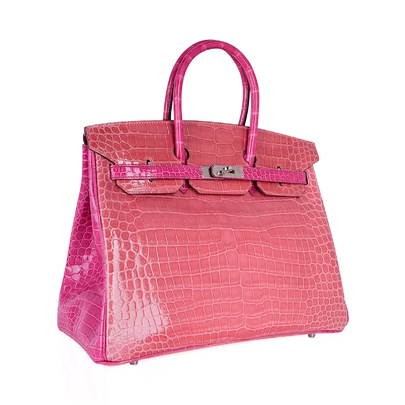 Hermes Birkin Bags in a Bright Canary Yellow for a Pop of ColorHermes Special Order HSS Birkin 35 Bag Rose Indien & Fuchsia Porosus Crocodile with Palladium Hardware