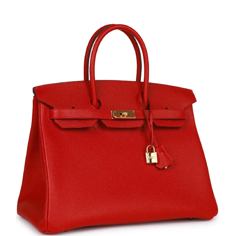 Hermes Birkin Bags in a Neutral Taupe Color for VersatilityHermes Birkin 35 Rouge Casaque Epsom Gold Hardware