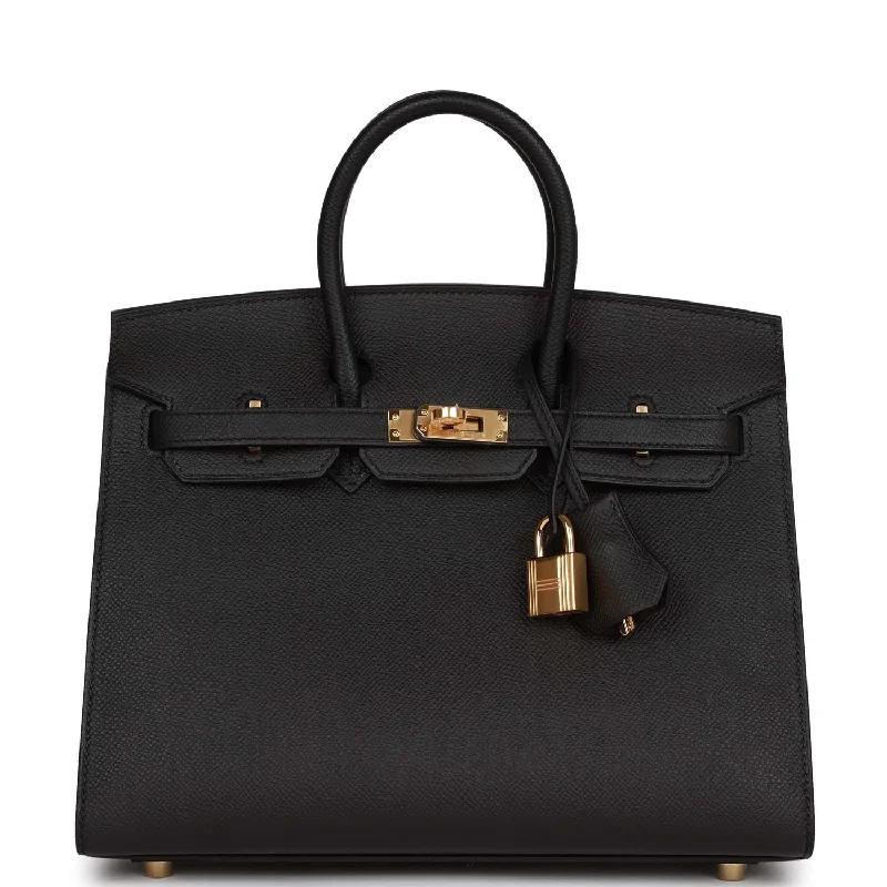 Hermes Birkin Bags with a Rope - Style Leather Handle for a Nautical Inspired LookHermes Birkin Sellier 25 Black Epsom Gold Hardware