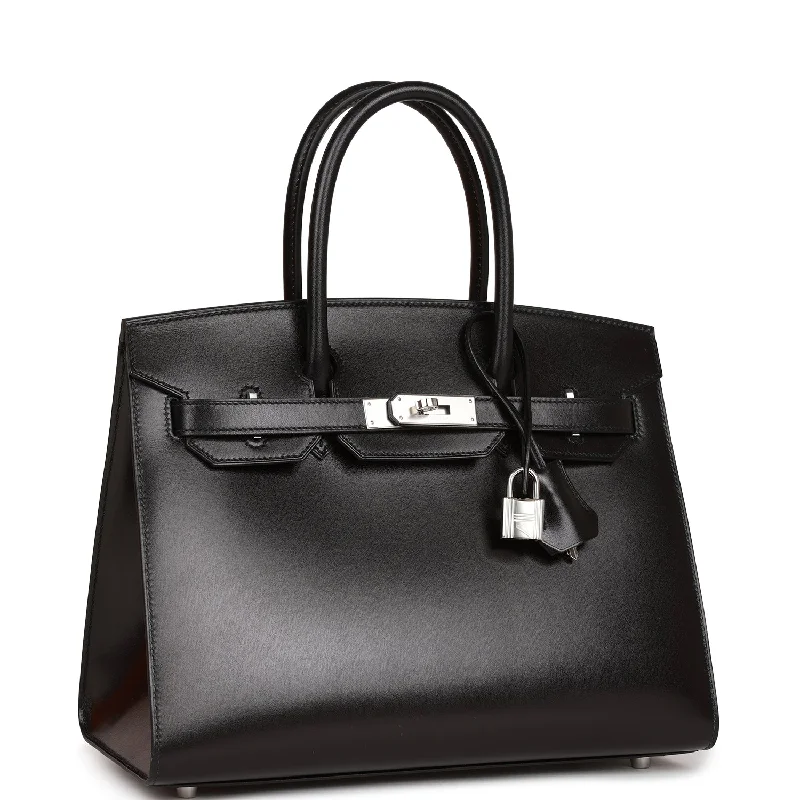 Hermes Birkin Bags with a Contrast - Stitched Handle for Added StyleHermes Birkin Sellier 30 Black Box Palladium Hardware