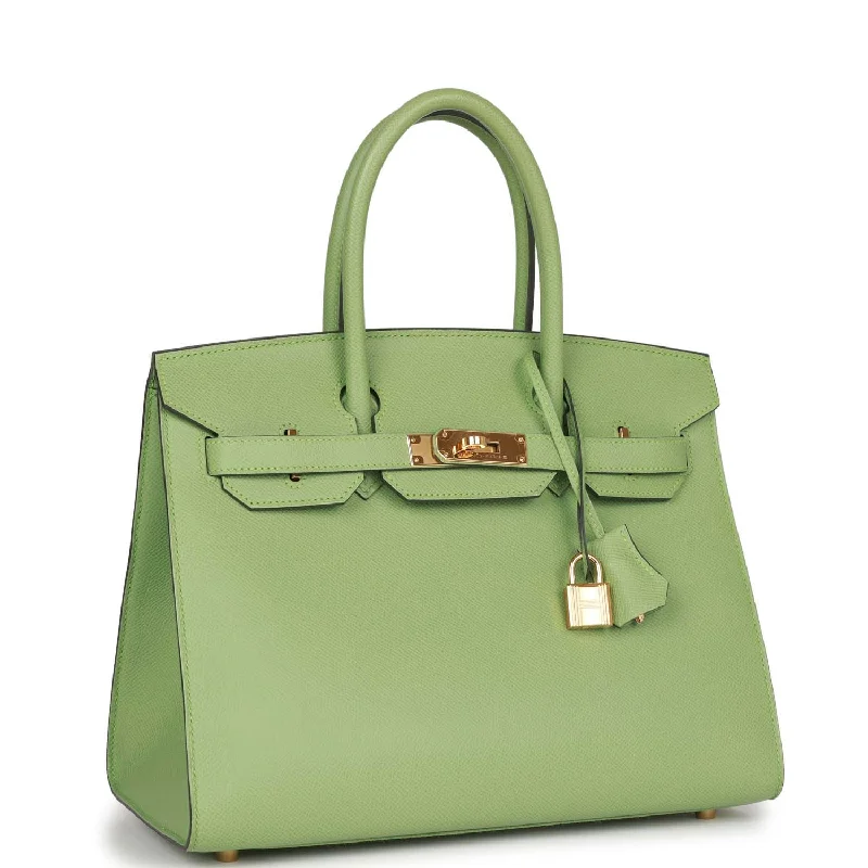 Hermes Birkin Bags with a Beaded Leather Strap for a Bohemian - Glamour LookHermes Birkin Sellier 30 Vert Criquet Epsom Gold Hardware