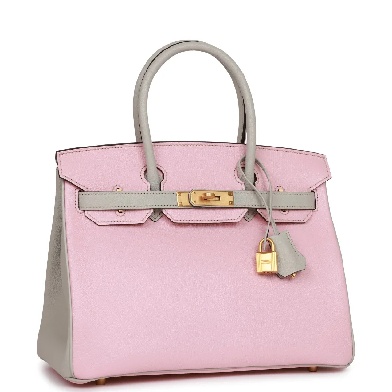 Hermes Birkin Bags in a Rare Lilac Shade for a Stand - Out LookHermes Special Order (HSS) Birkin 30 Rose Sakura and Gris Perle Chevre Brushed Gold Hardware