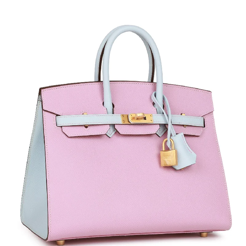 Hermes Birkin Bags Sized 30cm for a Compact Yet Spacious OptionHermes Special Order (HSS) Birkin Sellier 25 Mauve Sylvestre and Bleu Brume Epsom Brushed Gold Hardware