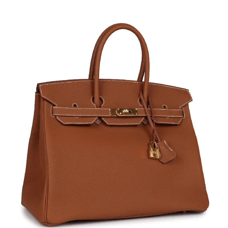 Hermes Birkin Bags with a Leather - Lined Interior Pocket for Added ProtectionHermes Birkin 35 Gold Togo Gold Hardware