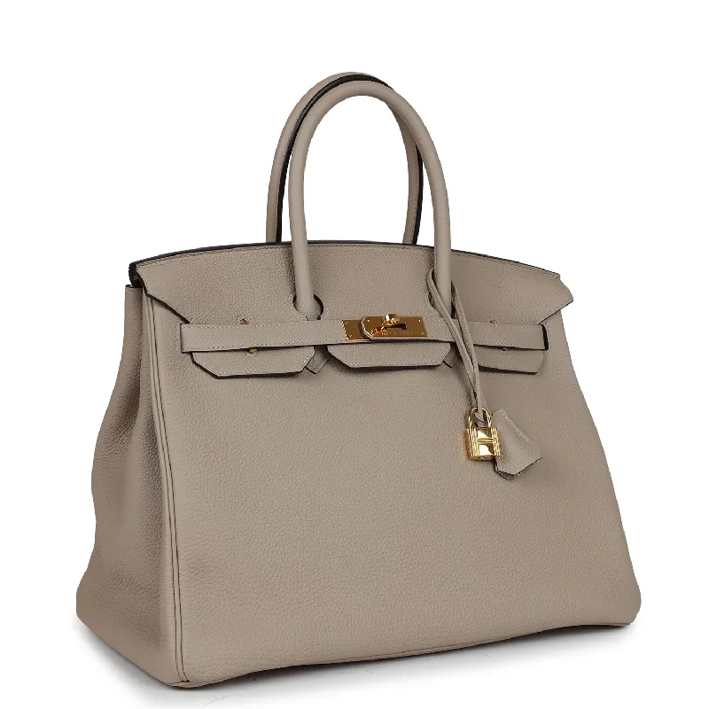 Hermes Birkin Bags with a Woven Leather Strap DetailHermes Birkin 35 Gris Tourterelle Togo Gold Hardware