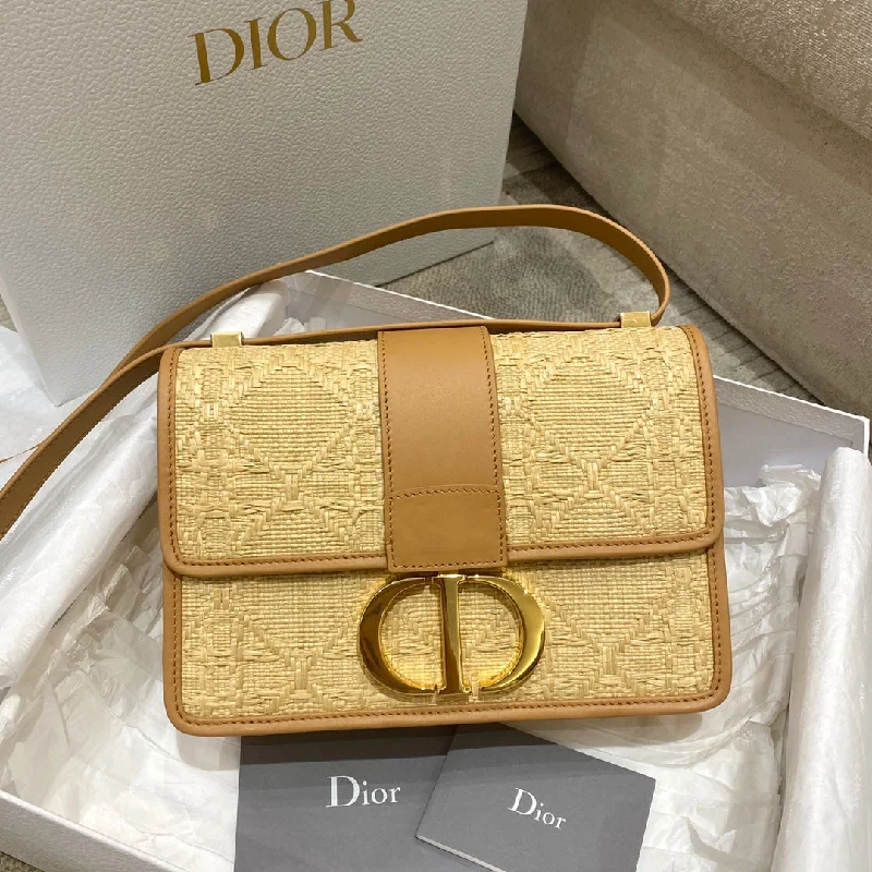 Christian Dior bags with a quilted pattern and gold - toned hardwareChristian Dior 30 Montaigne Bag Natural Cannage Raffia, Brown Handbags