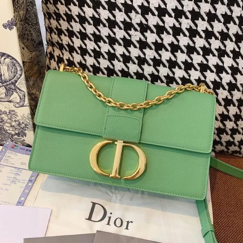 Christian Dior tote bags with a double - handle and shoulder - strap optionChristian Dior 30 Montaigne Chained Bag Deep Mint Green