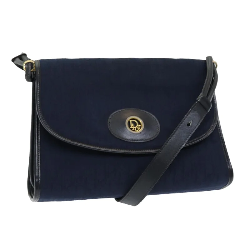 Christian Dior Saddle bags with a distressed leather finishCHRISTIAN DIOR Trotter Canvas Shoulder Bag Navy Auth 77938