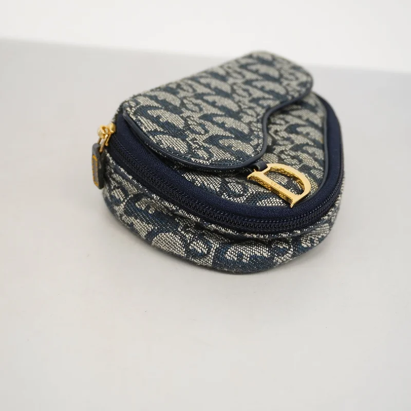 Contemporary Christian Dior handbags with a unique shapeCHRISTIAN DIORAuth  Trotter Saddle Pouch Women's Canvas Pouch Navy