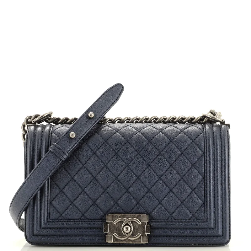 Luxury Christian Dior crossbody bags with a chain - link strapBoy Flap Bag Quilted Caviar Old Medium