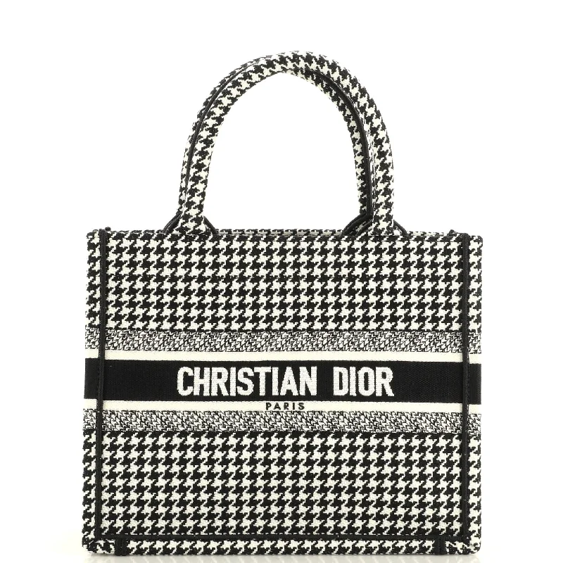 Stylish Christian Dior shoulder bags with a tassel - adorned zipperBook Tote Houndstooth Canvas Small