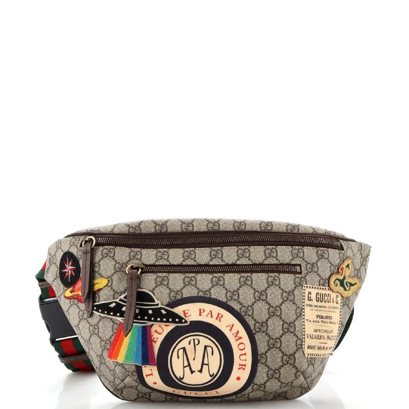 Christian Dior tote bags with a printed Dior logo on the frontCourrier Zip Belt Bag GG Coated Canvas with Applique