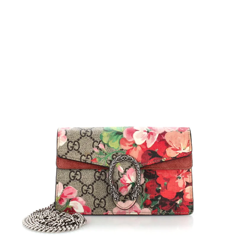 Contemporary Christian Dior handbags with a unique shapeDionysus Bag Blooms Print GG Coated Canvas Super Mini