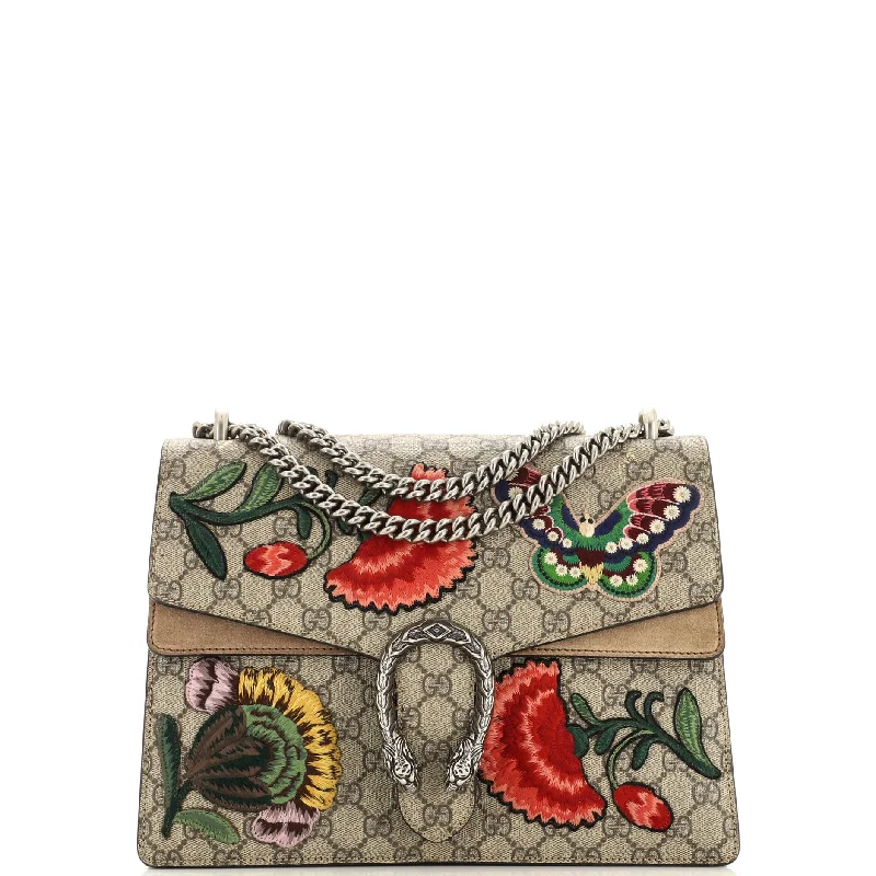 Christian Dior handbags with a detachable mirror for on - the - go touch - upsDionysus Bag Embroidered GG Coated Canvas Medium