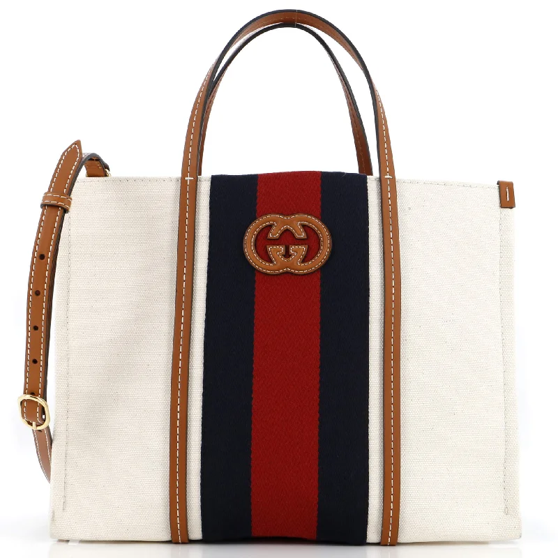 High - fashion Christian Dior bags with a geometric patternInterlocking G Web Tote Canvas Medium