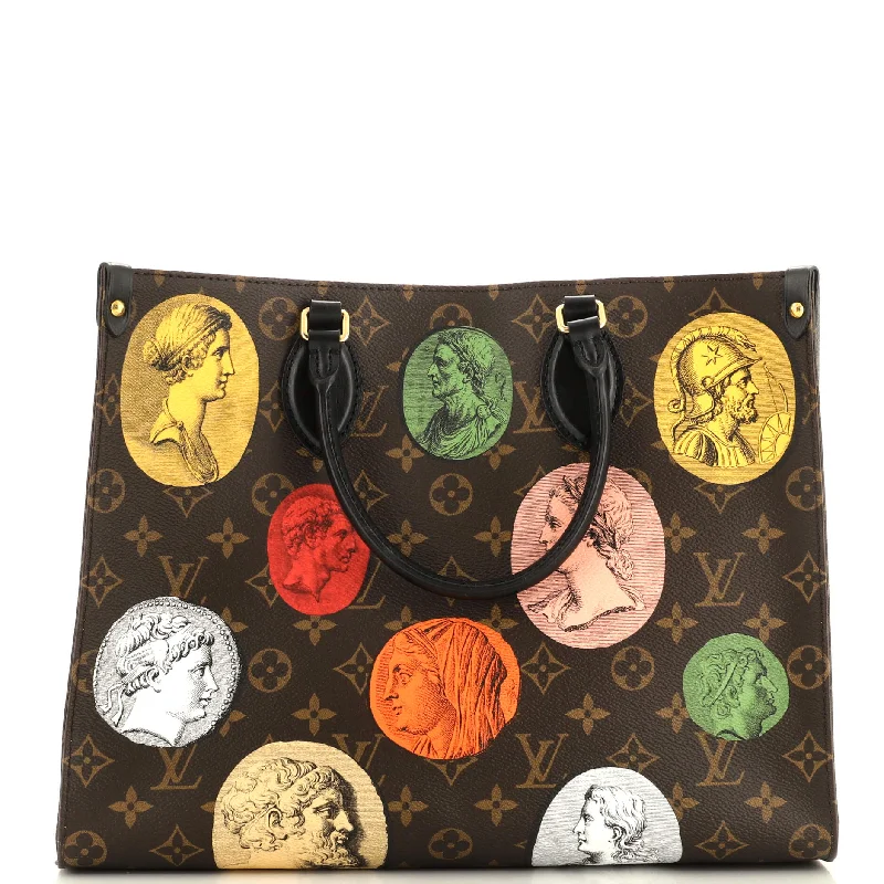 Christian Dior handbags with a detachable mirror for on - the - go touch - upsOnTheGo Tote Limited Edition Fornasetti Cameo Monogram Canvas MM